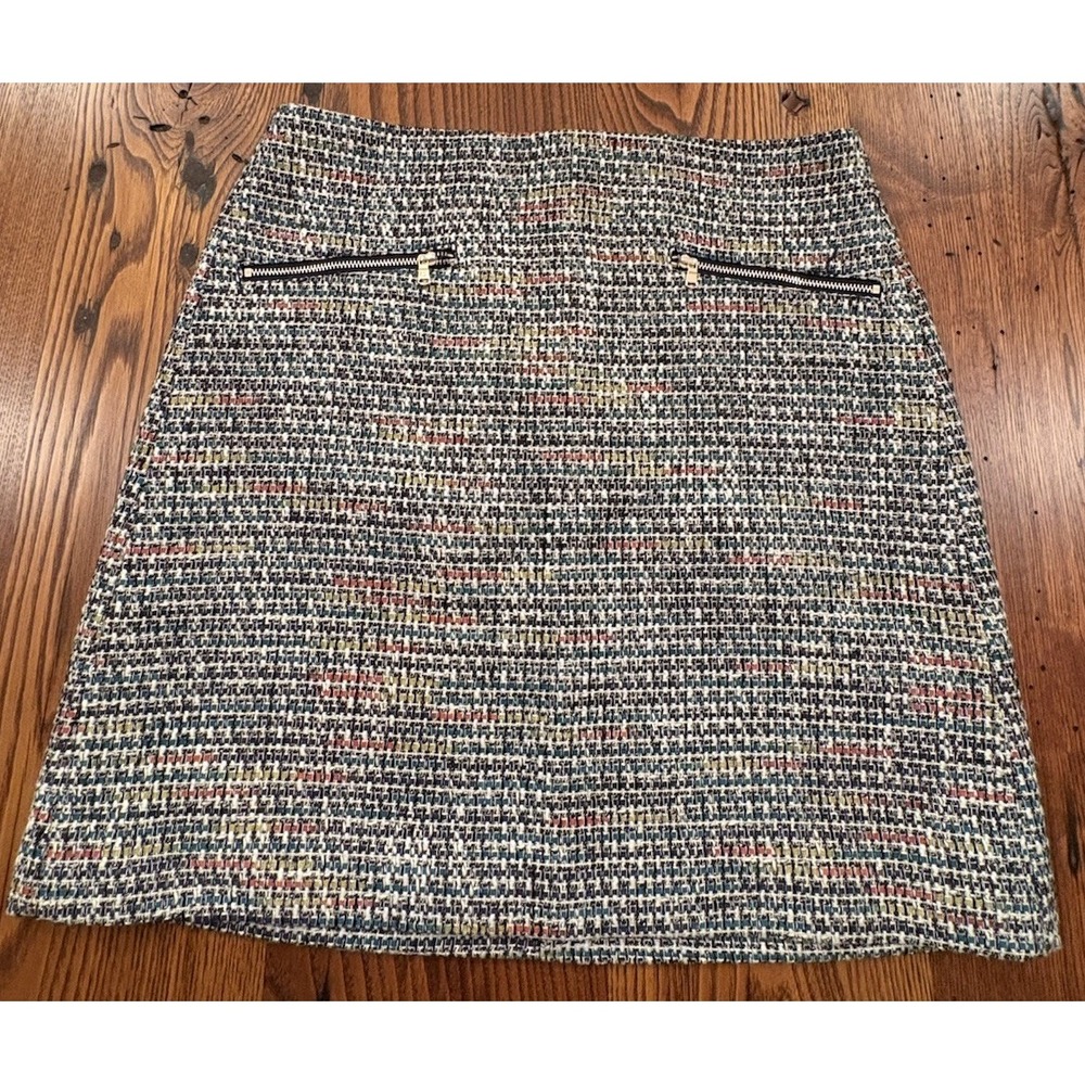 LOFT Women's Tweed Mini Skirt Multicolor Lined Pockets Size 4